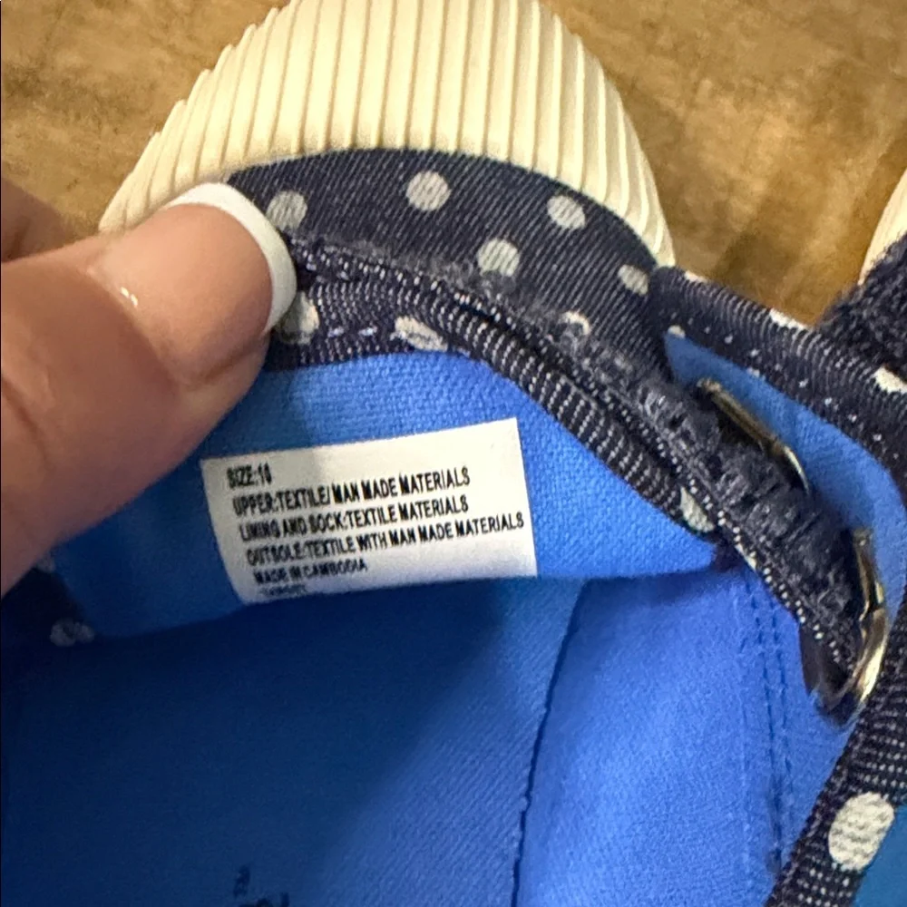 Cat & Jack Kid’s  Navy Polka Dot Slip-On Sneakers size 10